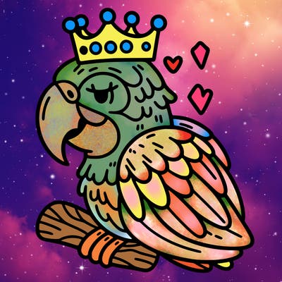 macaw with a crown