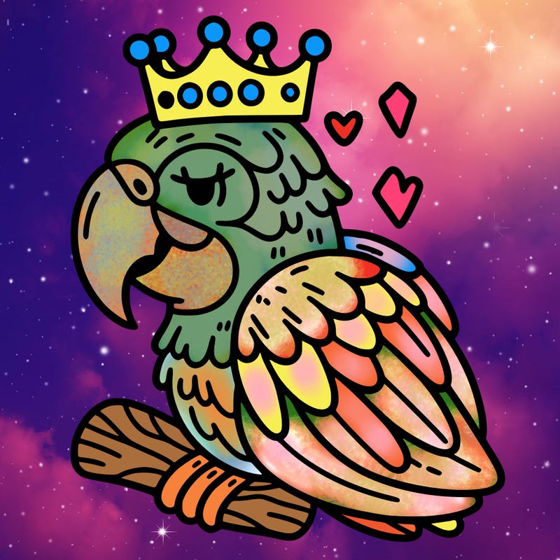 macaw with a crown