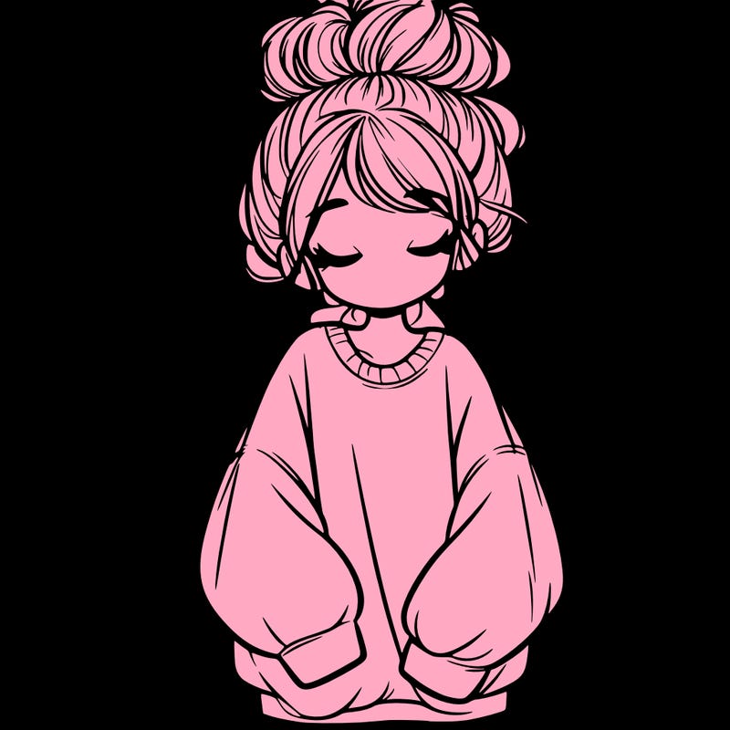 girl with baggy sweatshirt and messy bun