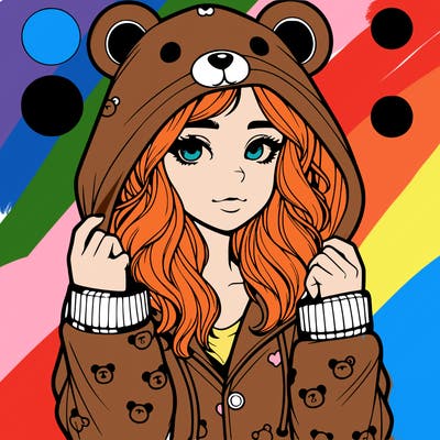 realistic girl in a animal pjs hoodie