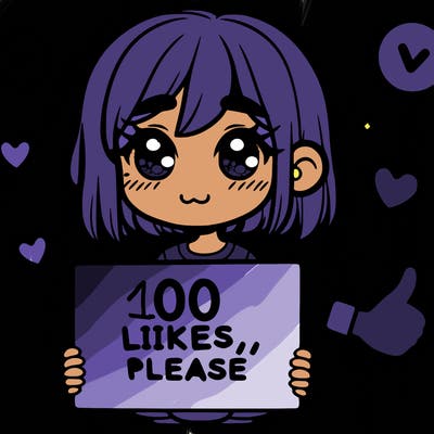 a girl with a sign saying 100 likes, please