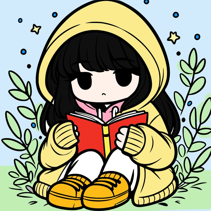 girl in oversized hoodie reading a book