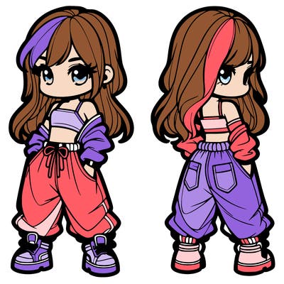 girl in crop top and baggy pants