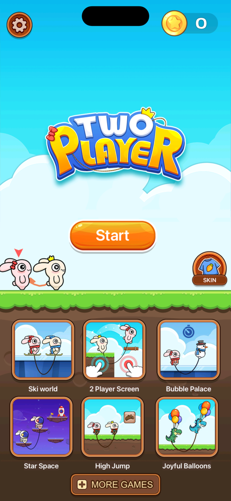 2 Player Games Collection - Pantalla del menú principal de la aplicación móvil Colección de Juegos para 2 Jugadores mostrando varios minijuegos