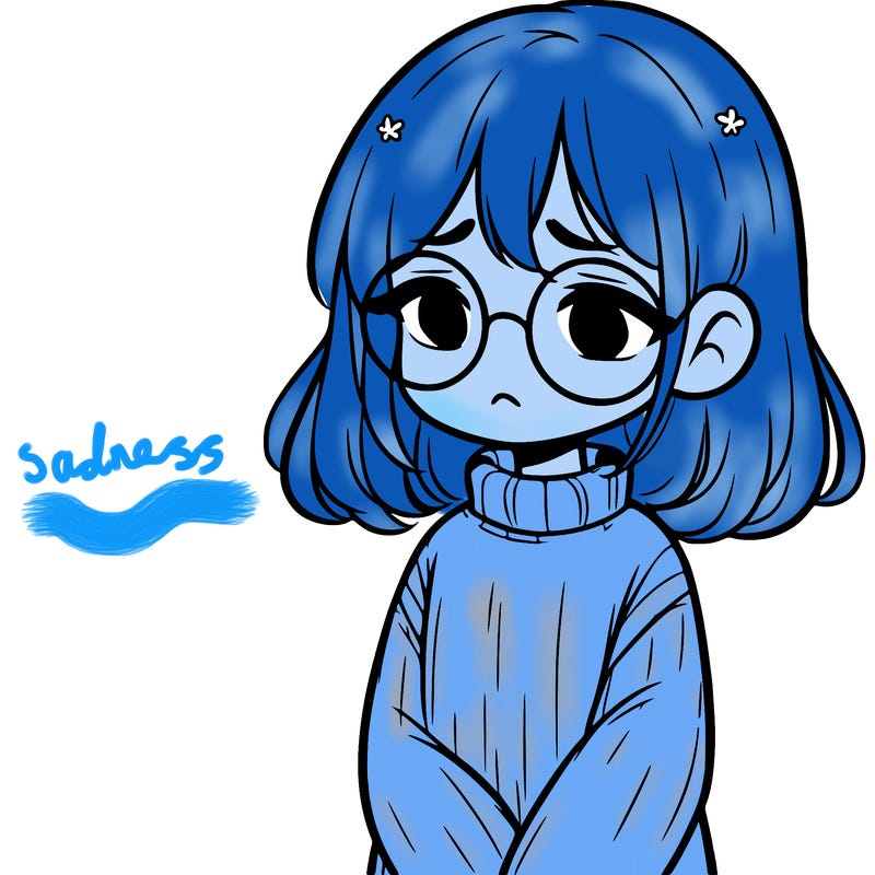 sad girl with glasses in a sweater