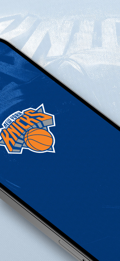 New York Knicks Official App - New York Knicks official app logo on a blue background screen