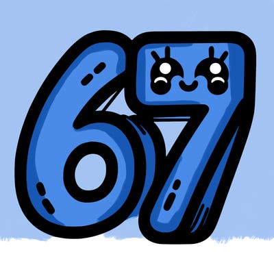 the numbers 67