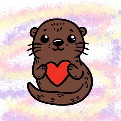 otter with a heart