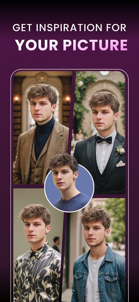 A single selfie transformed into various professional and casual AI headshot styles.