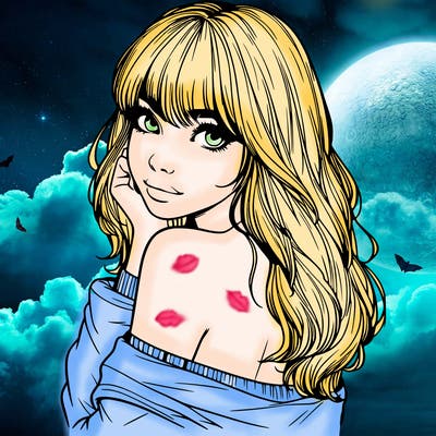 realistic girl with bangs looking over her shoulder