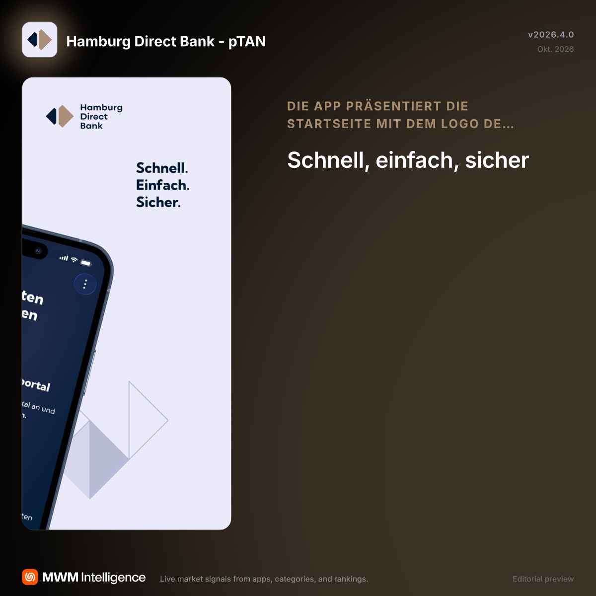 Hamburg Direct Bank - pTAN - Finanzen-App | MWM