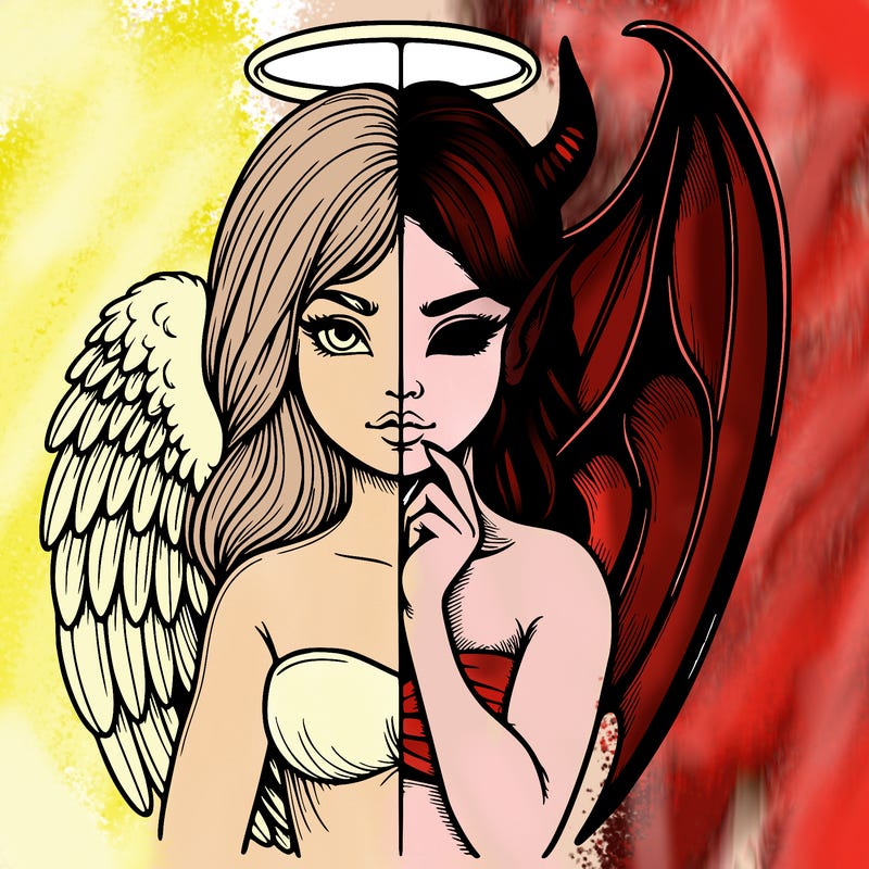 realistic angel half demon