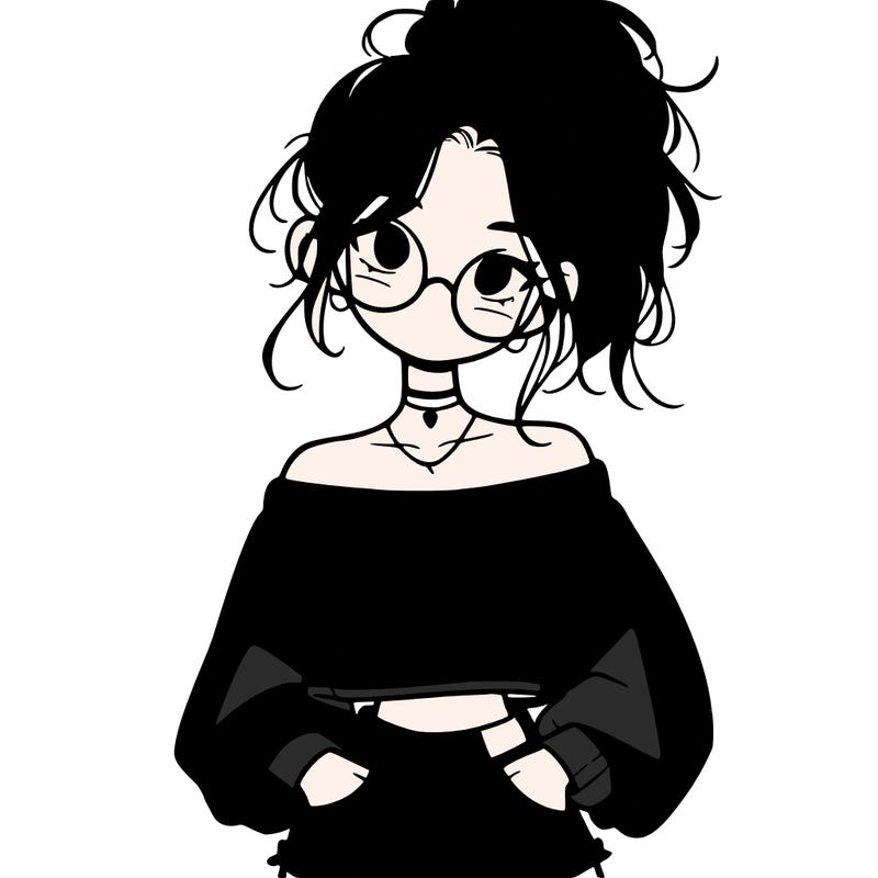 girl with a messy ponytail glasses a baggy crop top and jean shorts