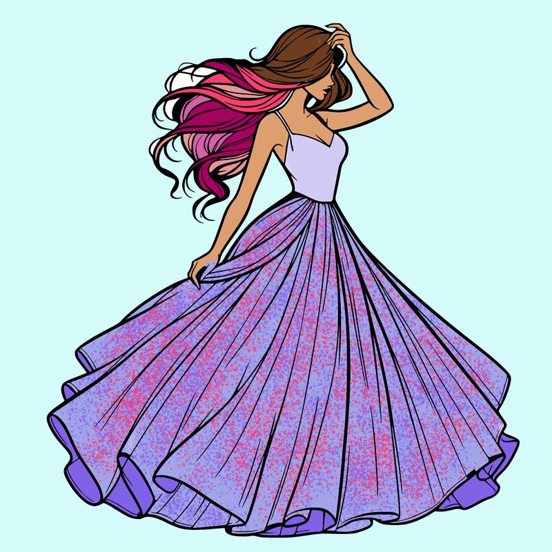 realistic woman with dress flowing in the wind