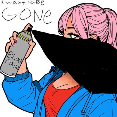 a realistic girl spray, painting