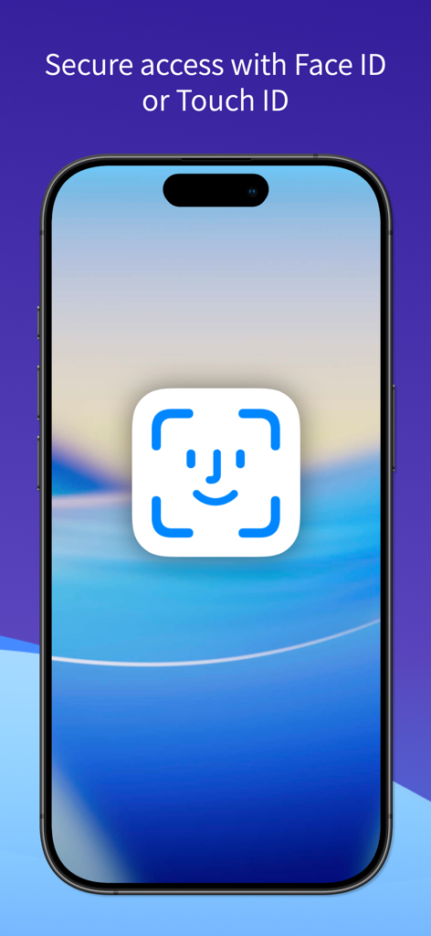 Pantalla de iPhone mostrando la autenticación Face ID para un acceso seguro al escritorio remoto.