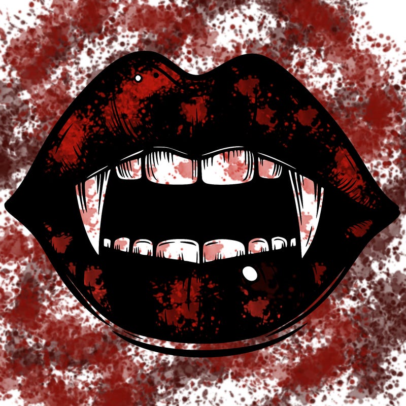 lips with vampire teeth