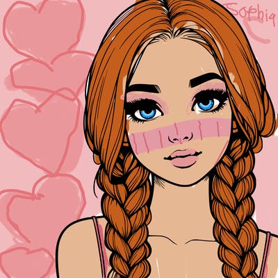 realistic girl with braids