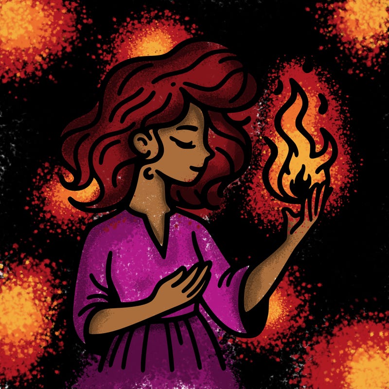 woman with fire