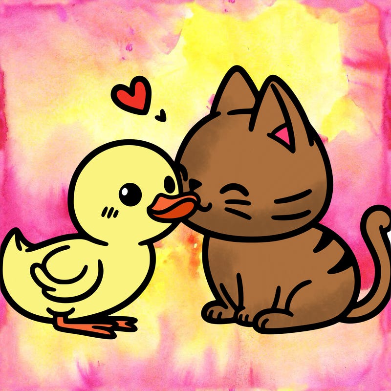 cat kiss à duck
