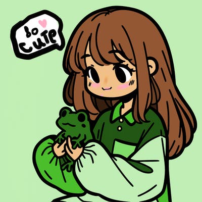 girl with long hair and a oversized shirt. and she is holding a frog
