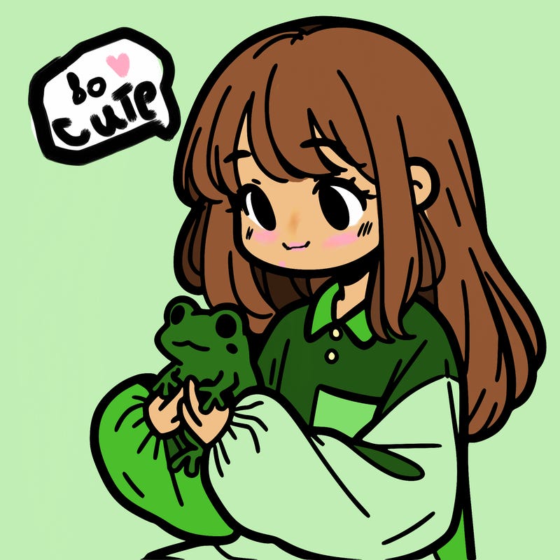 girl with long hair and a oversized shirt. and she is holding a frog