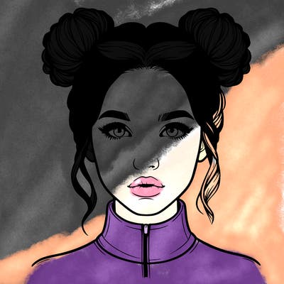 realistic woman that has space buns