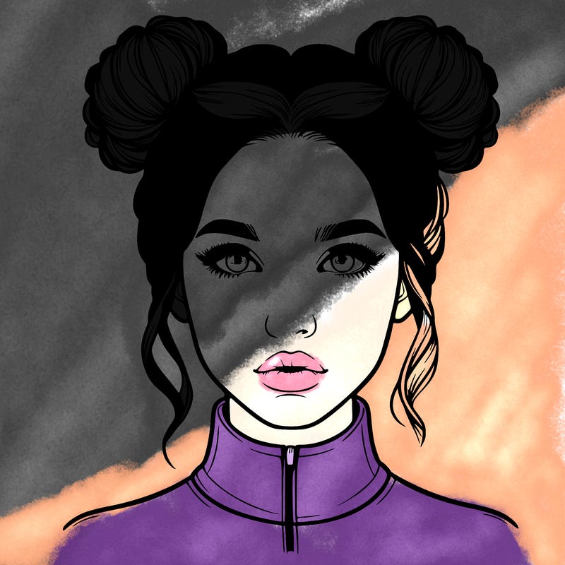 realistic woman that has space buns