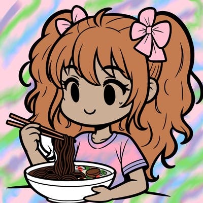 a girl eating ramen