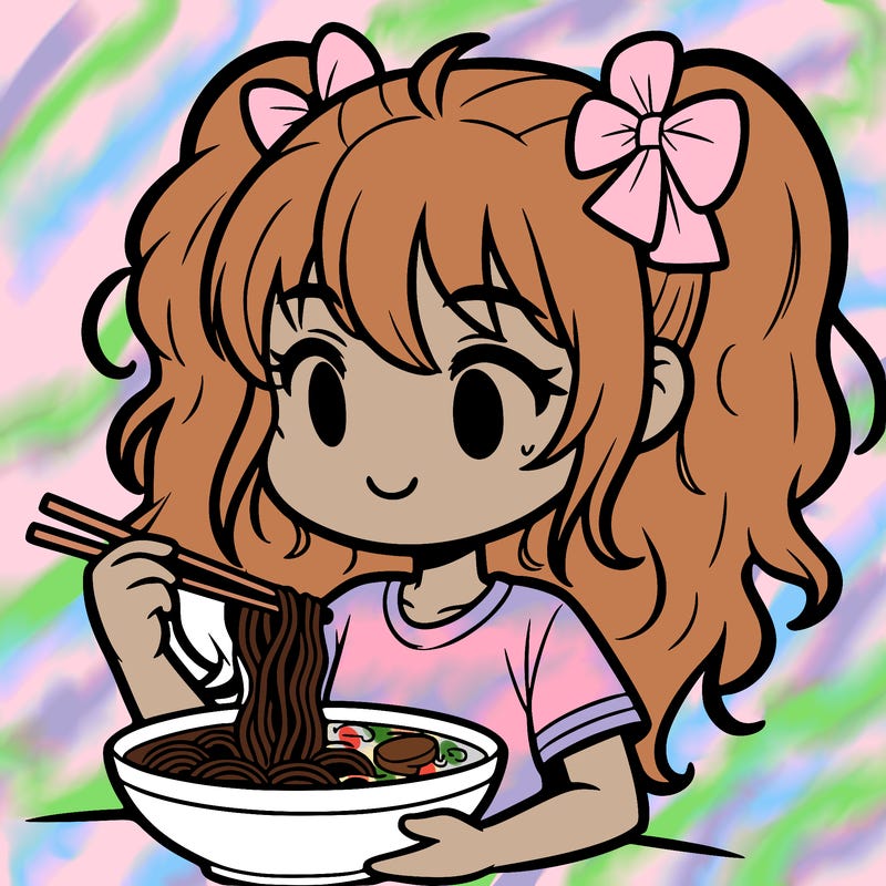 a girl eating ramen