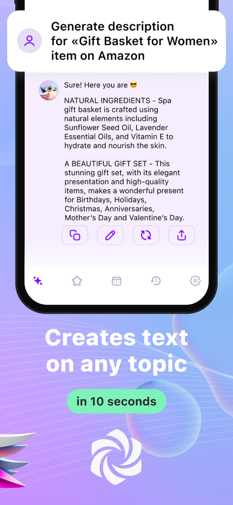 Tweety: AI Content Writer Tool - Herramienta Tweety AI generando una descripción de producto para un listado de Amazon en segundos.