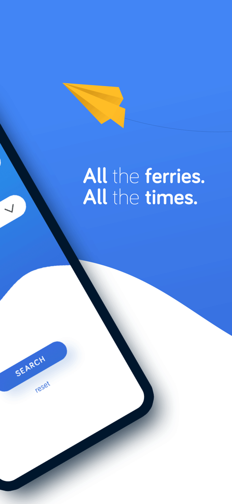 HK Ferry App - HK Ferry Appの紹介画面、スローガン「All the ferries All the times」を表示