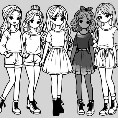 a group of five girls