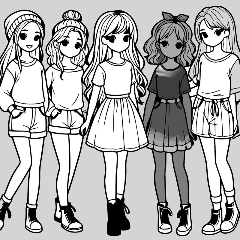 a group of five girls