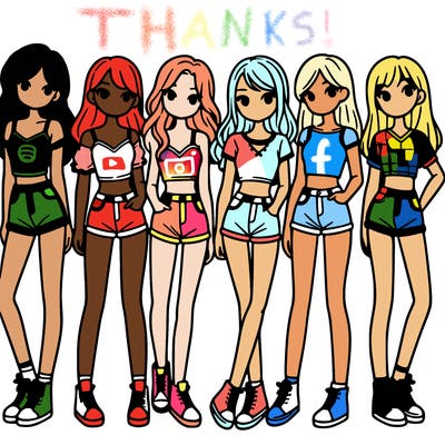 a group of girls wearing crop tops and shorts
