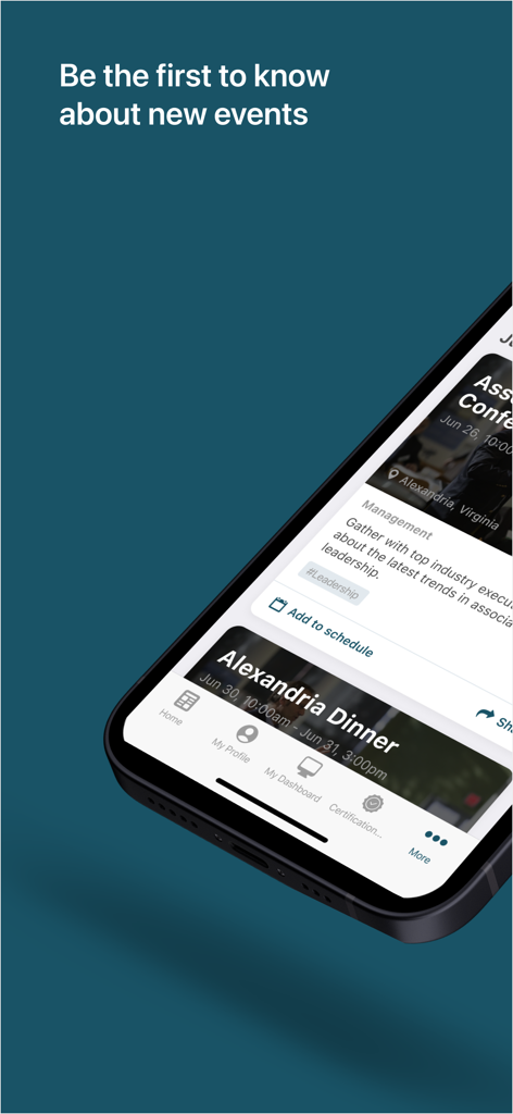 Event calendar and news feed in the ABO-NCLE Certifications mobile app.