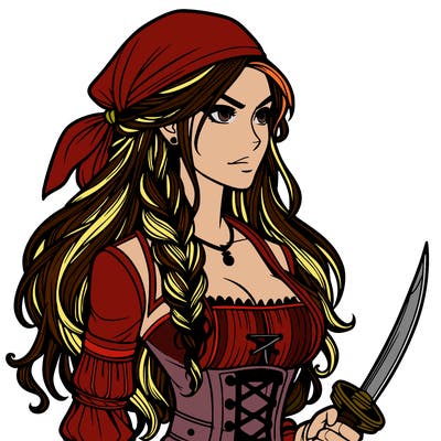 realistic female pirate with long hair