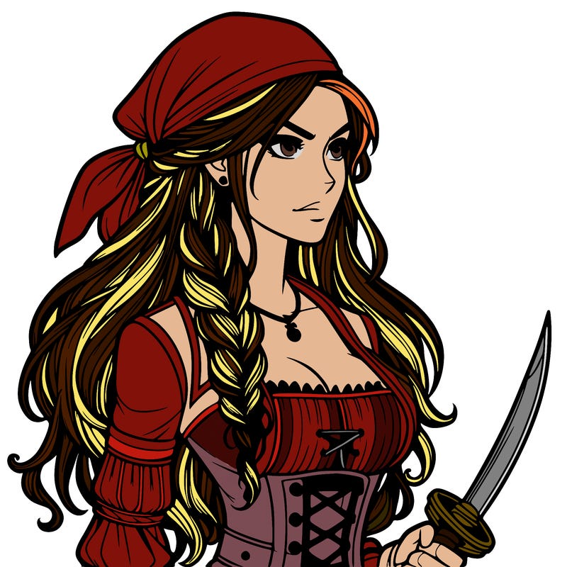 realistic female pirate with long hair