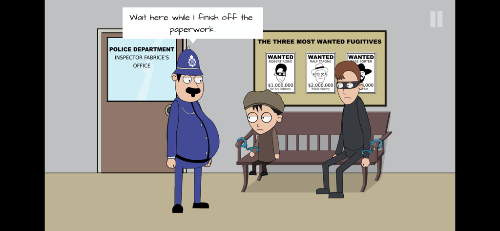 Johnny Bonasera 1 - Johnny Bonasera and a masked criminal handcuffed on a bench in a police station