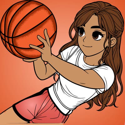 realistic girl playing basketball