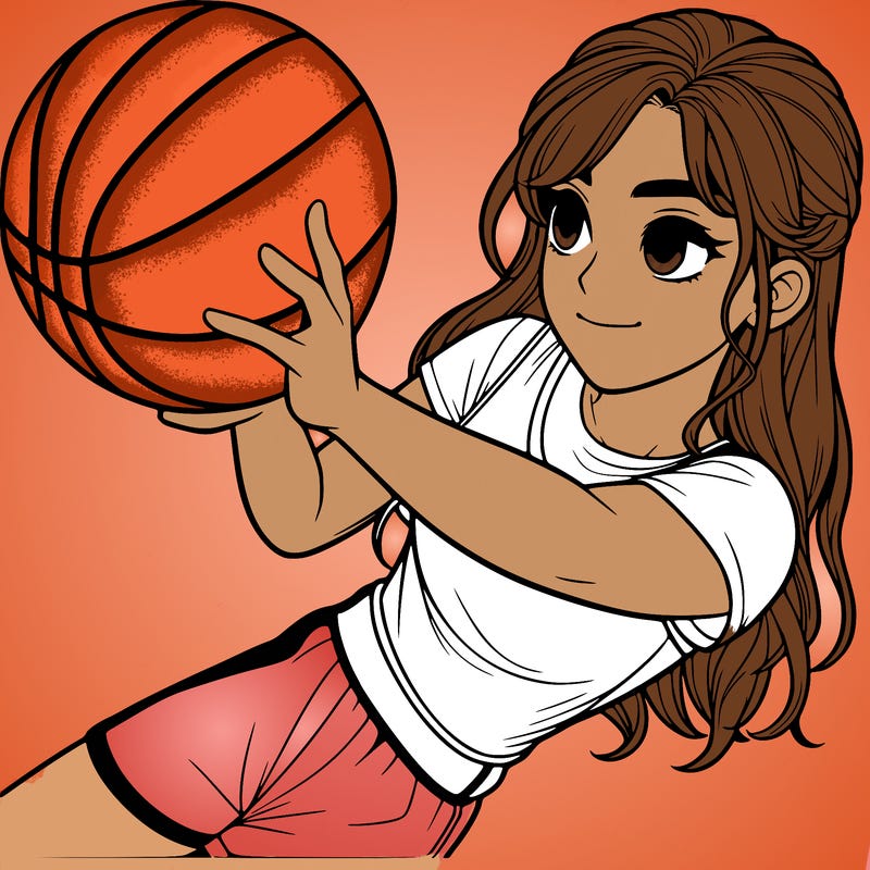 realistic girl playing basketball