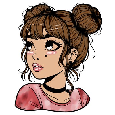 realistic girl with spacebuns