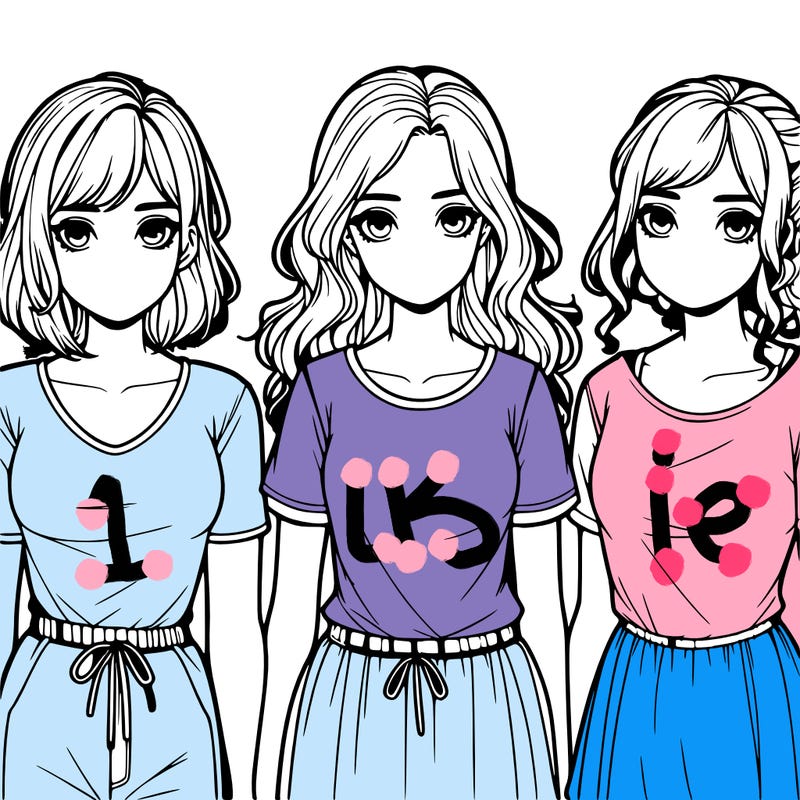 three realistic girls standing up