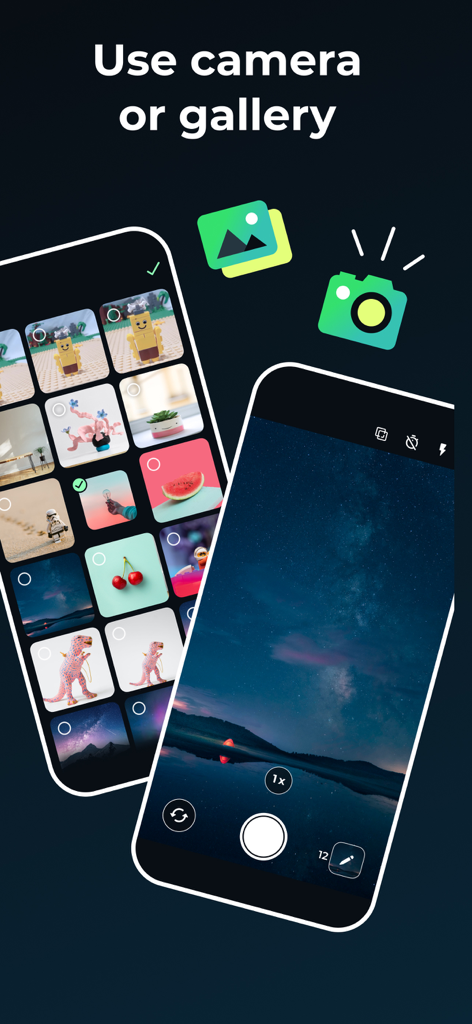 Stop Motion Animation Maker - ストップモーションアニメを作成するためにカメラまたはフォトギャラリーを使用するオプションを示すインターフェース