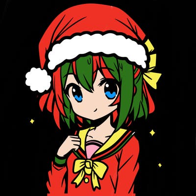 anime girl wearing a santa hat