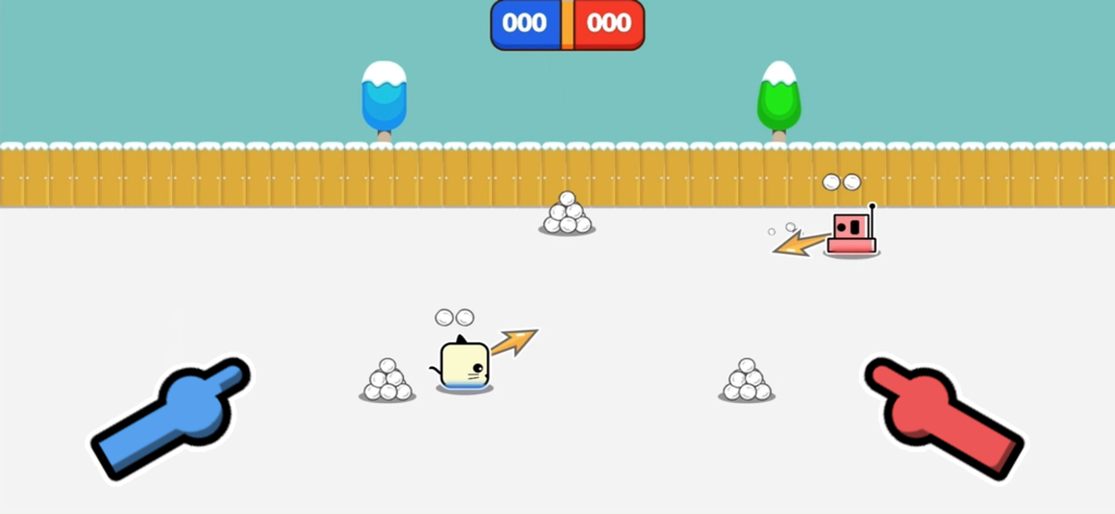 PKKP:2 Player Party Game - Minijuego de lucha de bolas de nieve para dos jugadores en PKKP party game con personajes adorables.