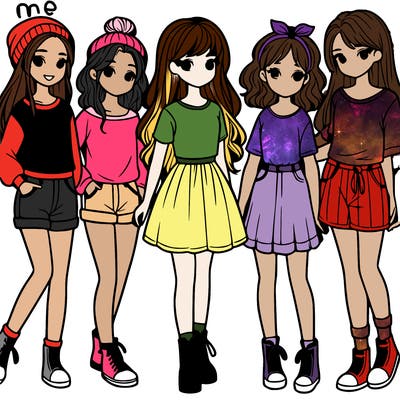 a group of five girls