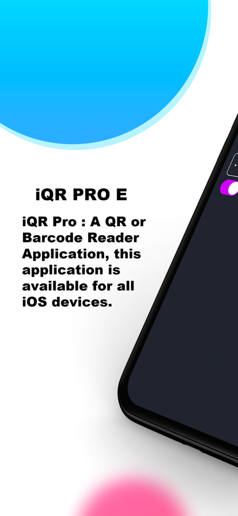 iQR Pro E - Introduction screen of the iQR Pro E QR and barcode reader application