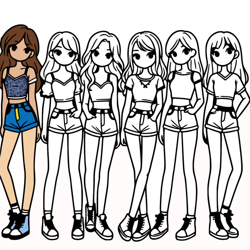 a group of girls wearing crop tops and shorts