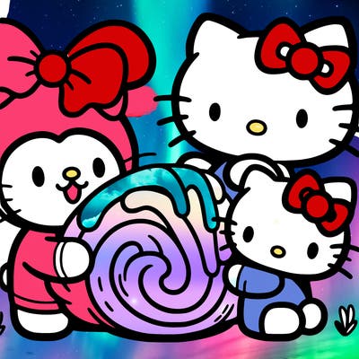 hello kitty and friends with cinnamon roll from scenario